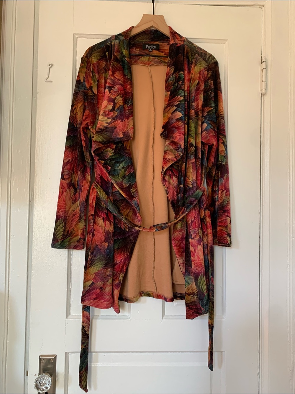 Papillon Multicolor Leaf-Print Drape Soft Coat